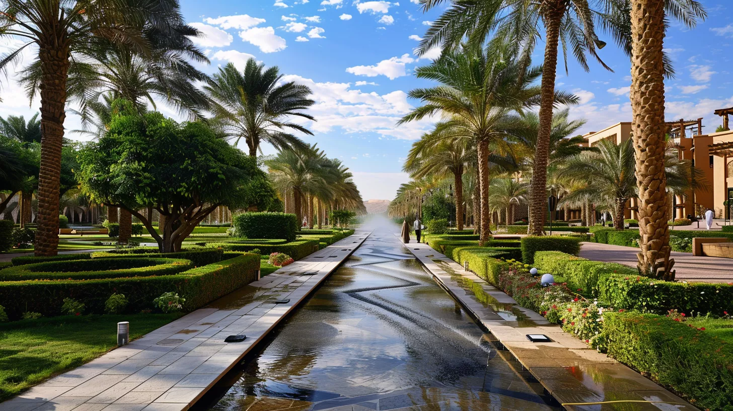  نظام ري ذكي في حديقة سعودية حديثة